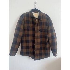 Red Head Shirt Jacket Men M Brown Black Buffalo Plaid‎ Sherpa Lined Flannel